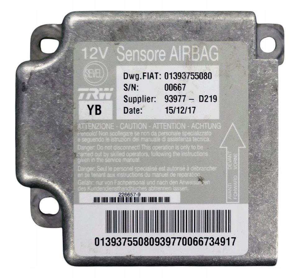 Купить Модуль подушка безопасности fiat ducato jumper 01393755080 93977-d219 + программирование