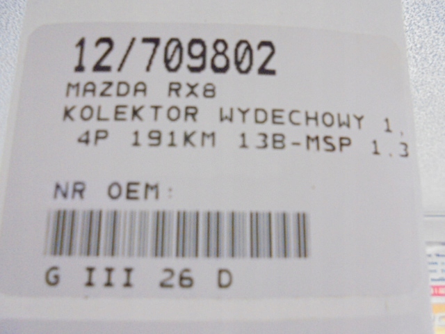 фото №11, Mazda rx8 коллектор выпускной 1,3 4p 191km 13b-msp