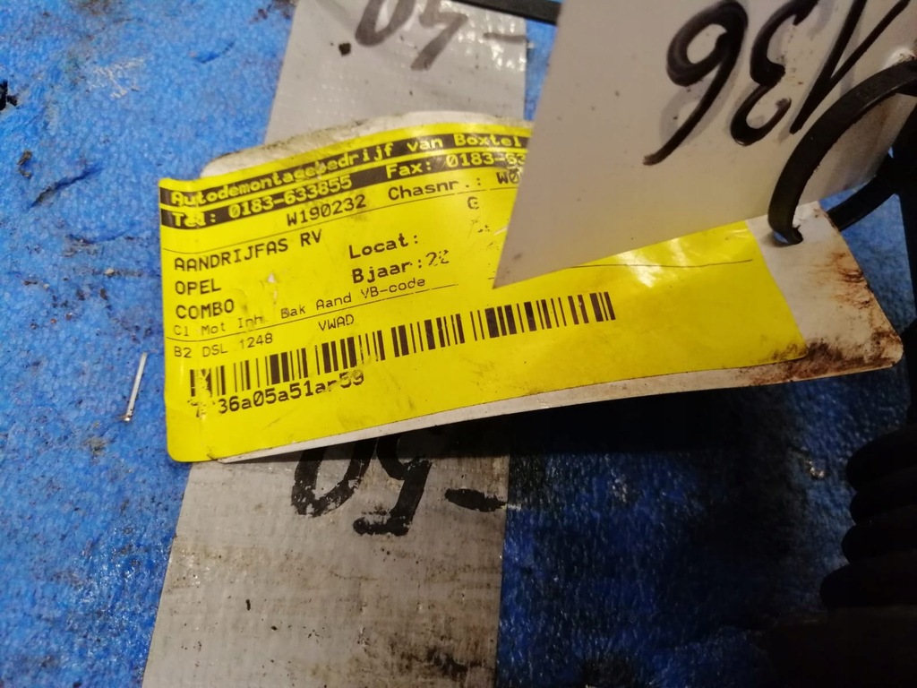 фото №2, Приводной вал передняя правая opel combo 1.3 cdti 2013r