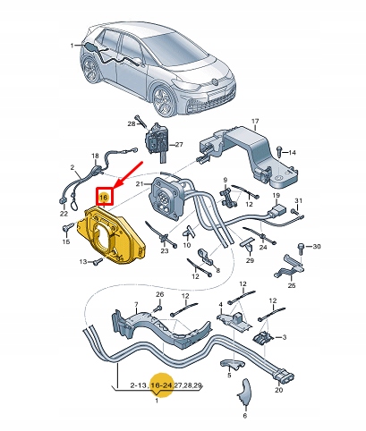 фото №1, Vw id.3 e11 rear зарядка socket кронштейн 10a907175