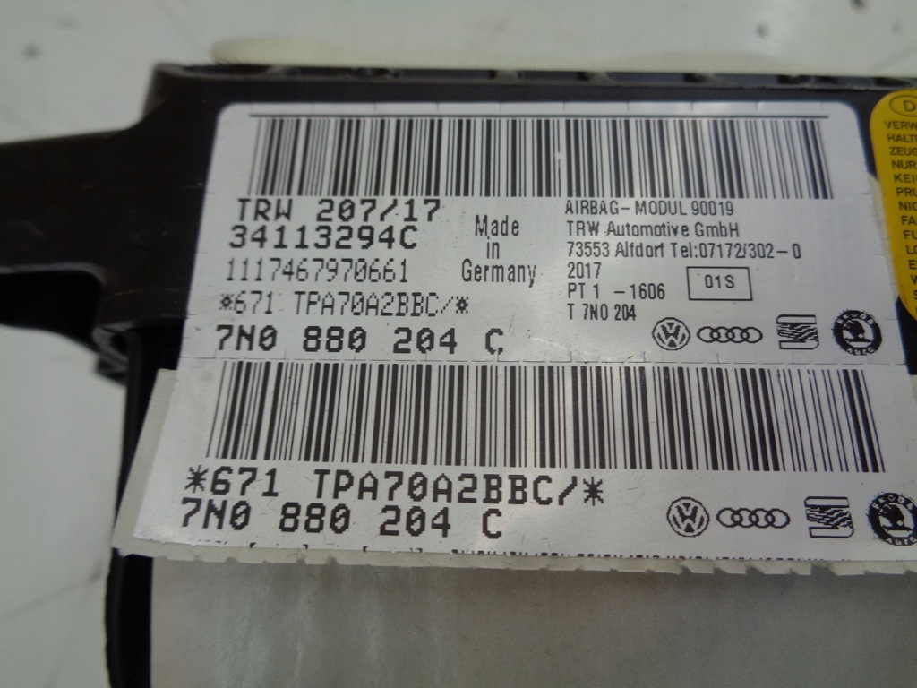 фото №10, Vw sharan ii 7n lift 15- подушка подушки безопасности подушка безопасности коленная водителя консоли