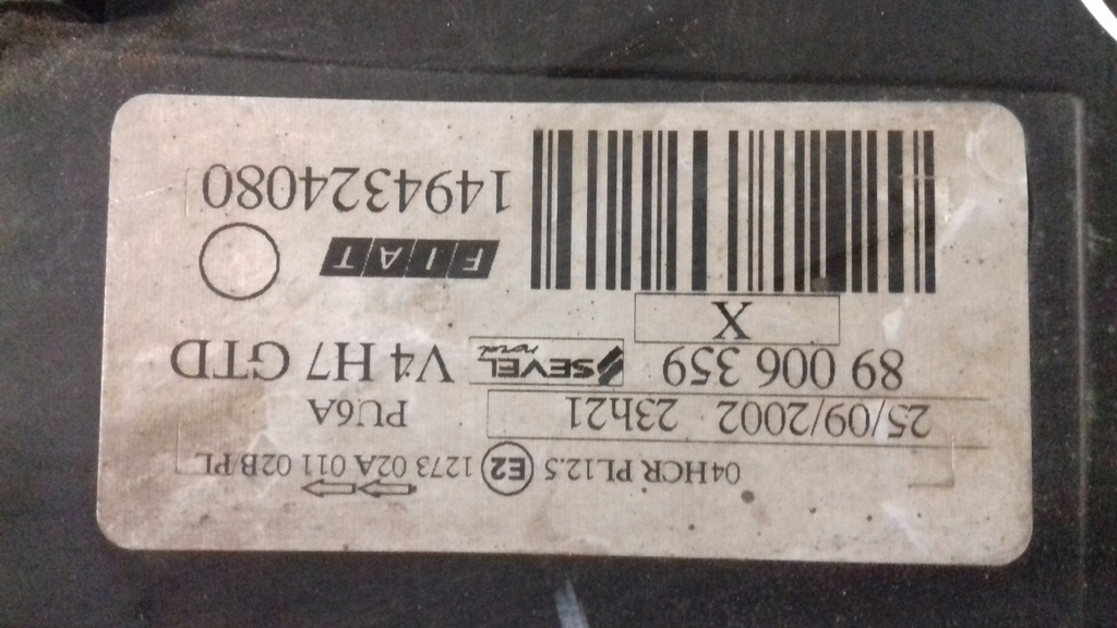 фото №7, Лампа левый перед передняя 1494324080 fiat ulysse ii 02-10