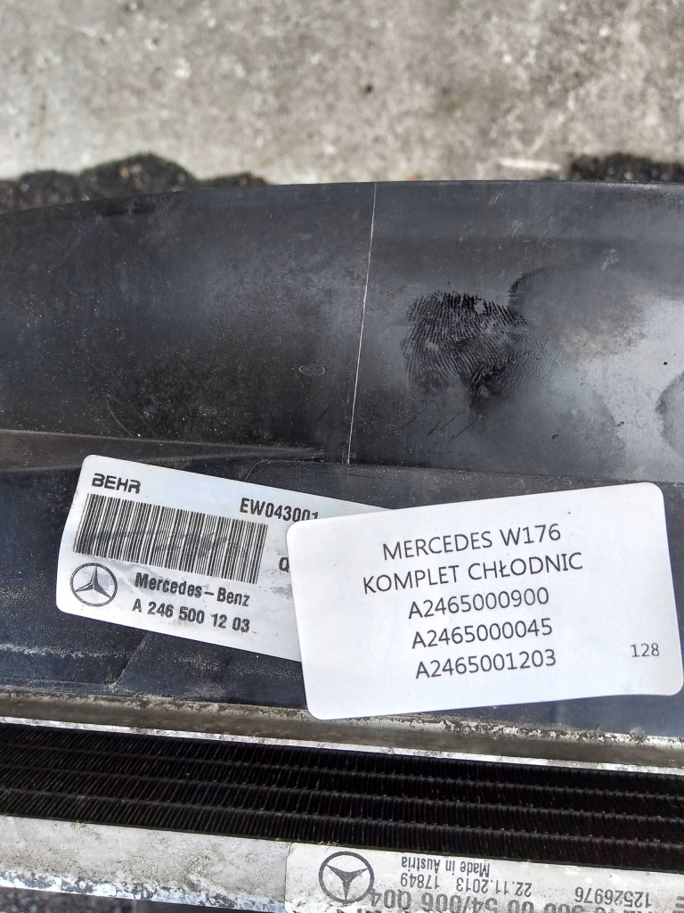 фото №12, Mercedes w176 комплект радиатор a2465000900 a2465000045 a2465001203