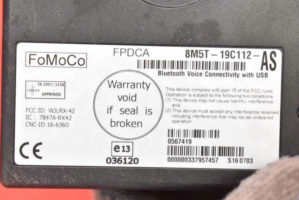 фото №9, Блок управления модуль bluetooth 8m5t-19c112-as ford galaxy mk2 2 ii 10-15