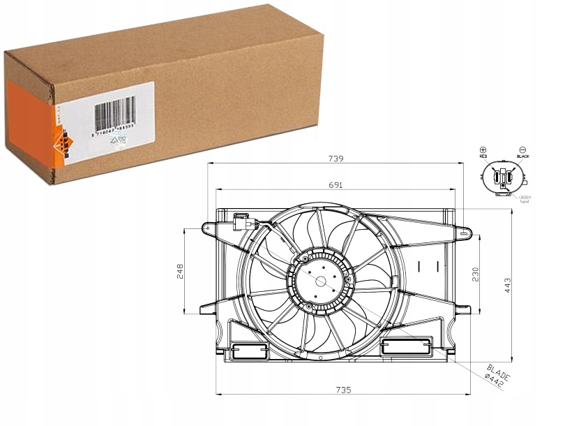 фото №1, Вентилятор радіатора з корпус opel astra k 1.4 06.15- nrf
