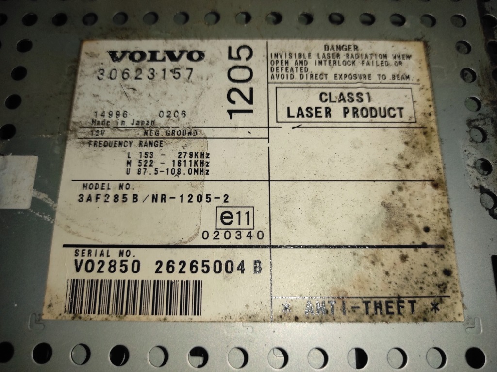 фото №2, 30623157 радио заводской volvo v40 s40 lift