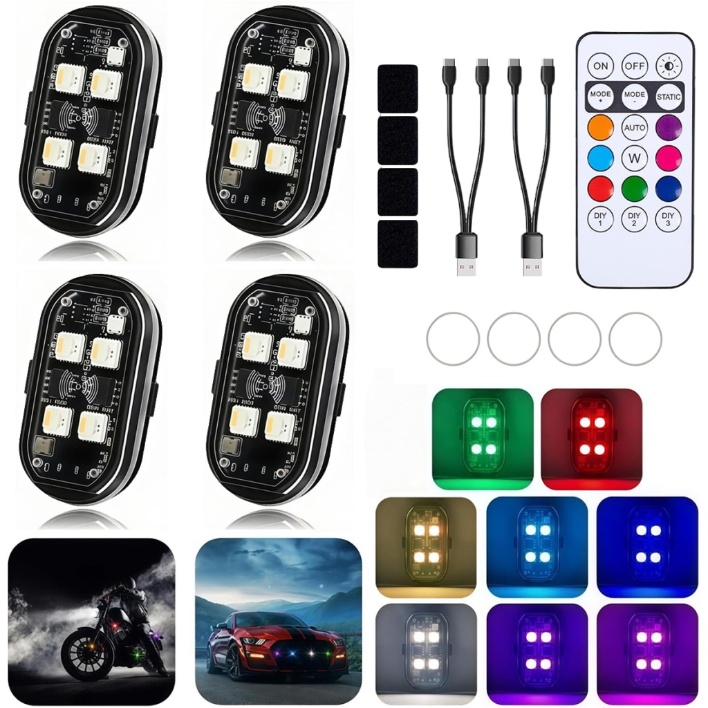 4 szt ламп 8 кольорів універсальних do drona roweru motocykla usb Оригінал