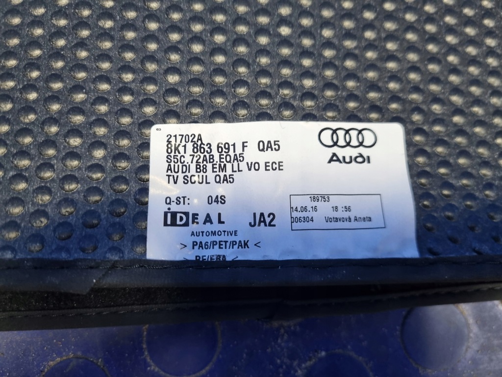 фото №9, Audi a5 8t комплект килимки велюрових оригінал 8k1863691f