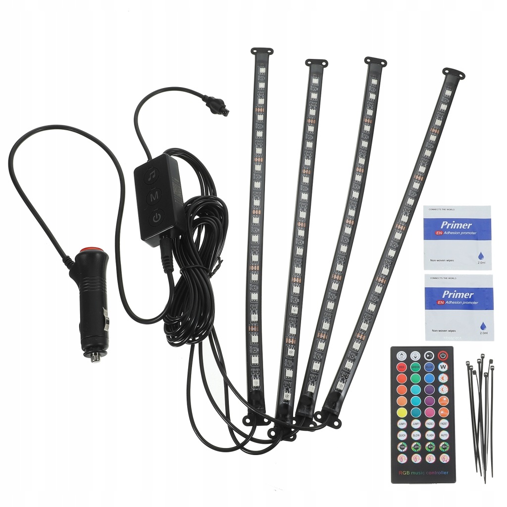 фото №10, Лента led do автомобиля rgb led gadżety 4w1 набор прикуриватель + pilot