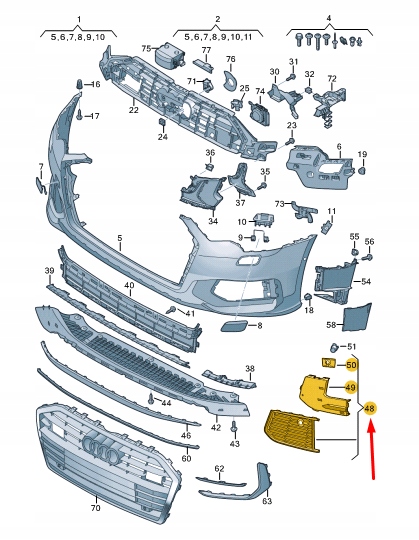 фото №11, Audi a6 c8 передняя часть left бампер решётка 4k0807647b9b9