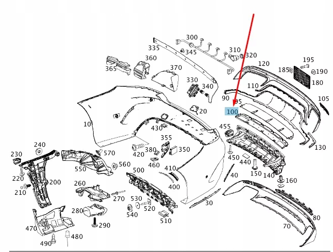 Купити Mb s c217 amg нижній задній модуль перемикачів кронштейн бампера a2178853601