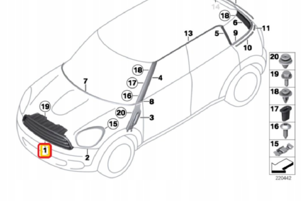 фото №12, Mini countryman r60 передній бампер радіатор решітка новий оригінальний 51139