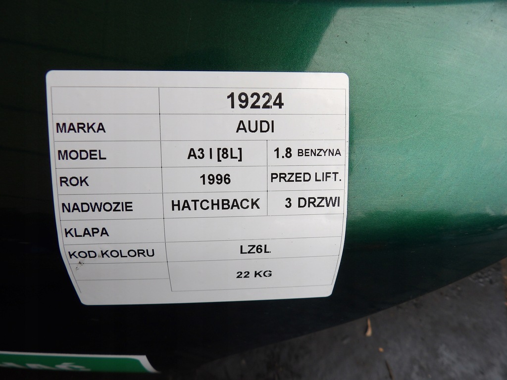фото №8, Audi a3 i 8l кришка багажника задня lak. lz6l hb 3d