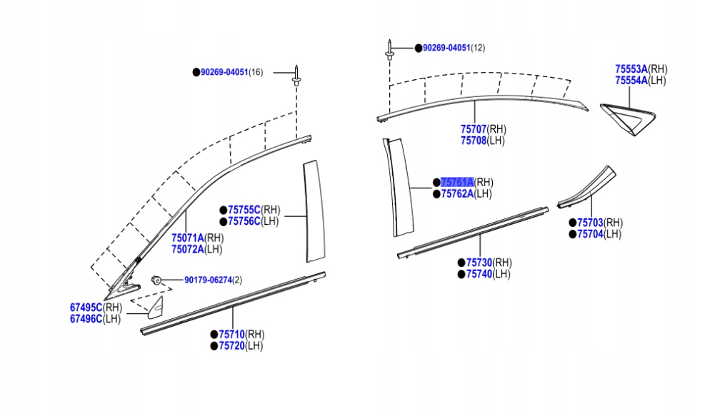 фото №1, 75761-33110 молдинг рамка правых задних дверь czarna с połyskiem lexus es