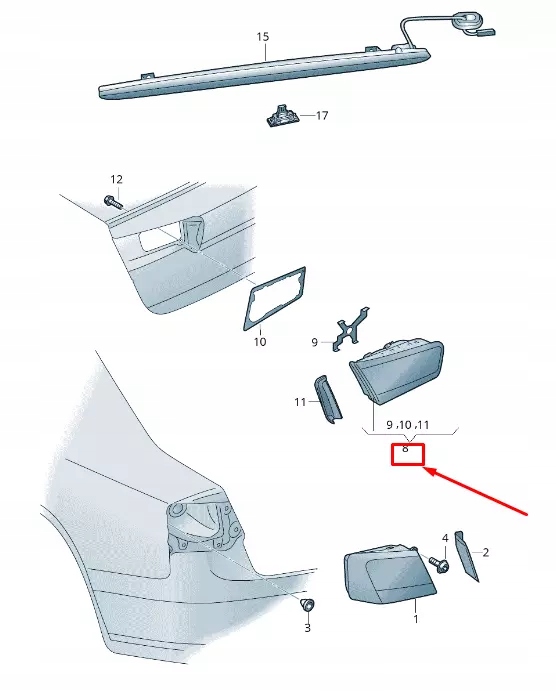 фото №10, Audi a6 allroad 4g rear left сторона задняя дверь задний фонарь 4g9945093f oem