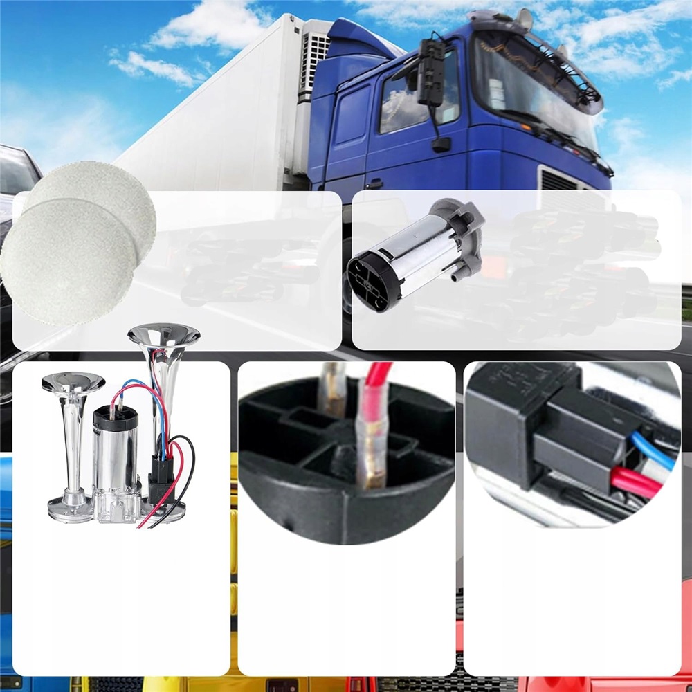 фото №12, Клаксон пневматичний гучний сигнал 600 db 12 v хромована сигнал do aut