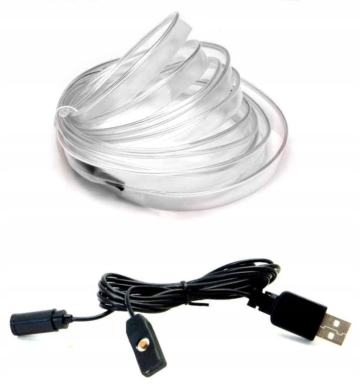 Купити 5m світловод  el wire led rgb стрічка ремінь освітлення салону usb 7 кольорів