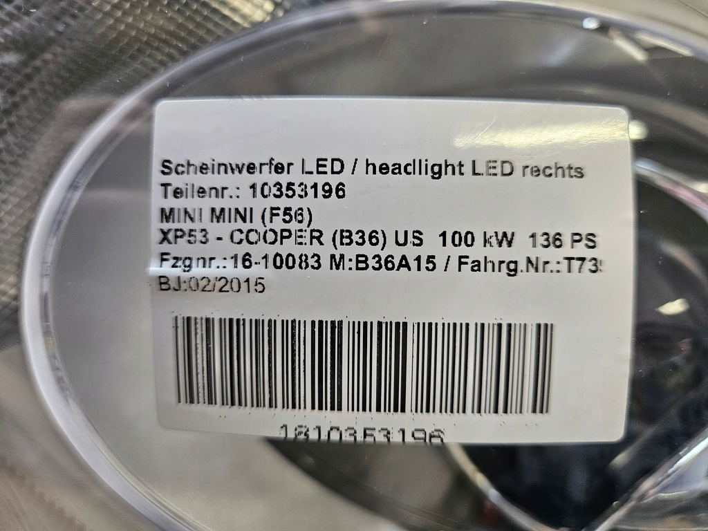 фото №9, Лампа правая фара mini f54 f55 f56 f57 led usa kompletny модули orygin