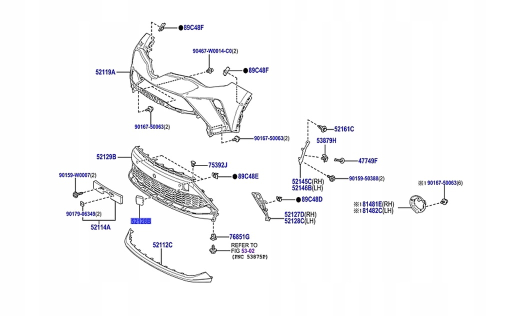 фото №1, C-hr 19-23 заглушка hak фаркоп решётка бампер перед