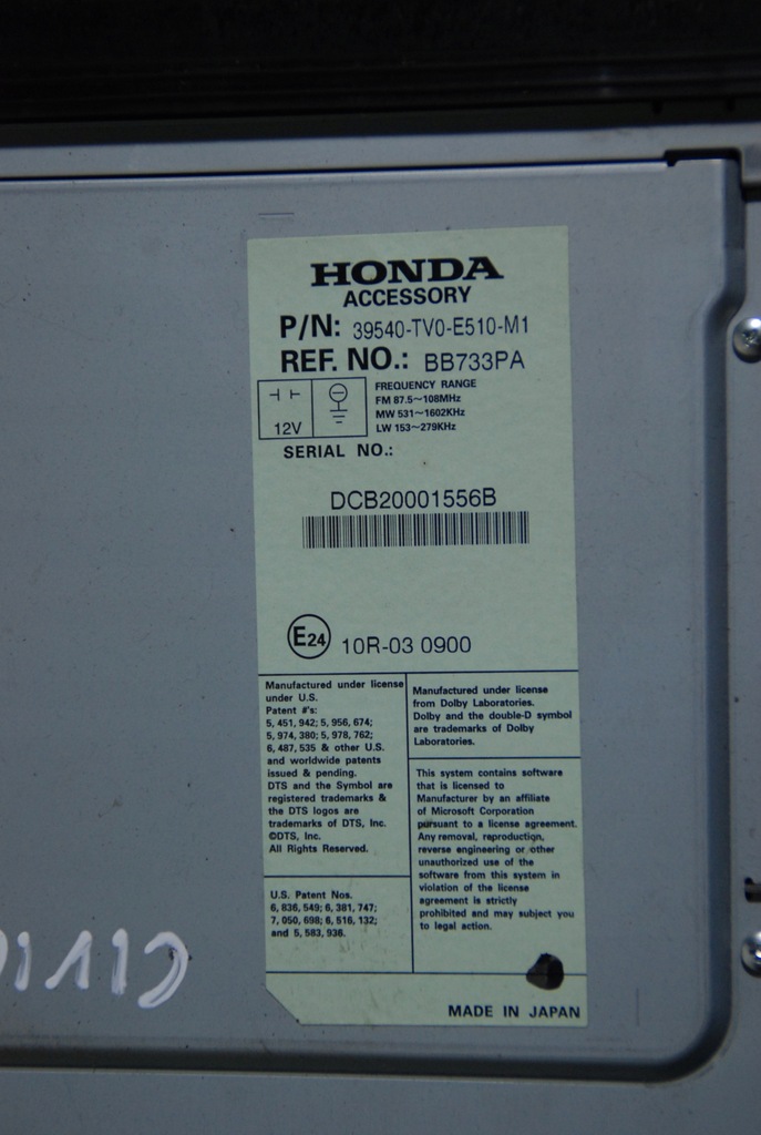 фото №7, Радио навигация 39540-tv0-e510-m1 honda civic 9 ix