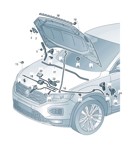 фото №1, Vw t-roc 2ga898615a болты подушки безопасности набор монтажный капот
