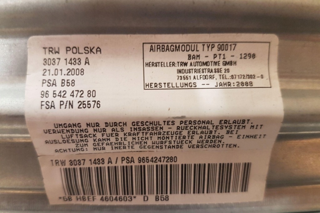 фото №8, Подушка подушка безпеки пасажира citroën c4 grand picasso i ua_ 30371399 1.6l