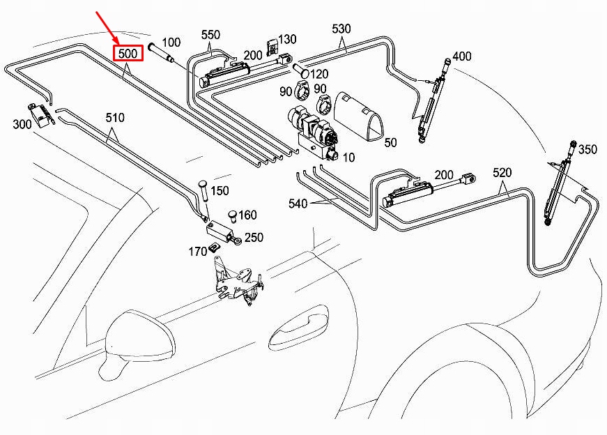 фото №1, Mb slk r172 wąż гидравлический крыша передний правого a1728000415