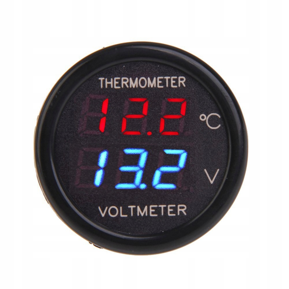 фото №5, Штекер прикурювача автомобільний 2 w 1 12–24 v woltometr індикатор температури червоний + niebieski