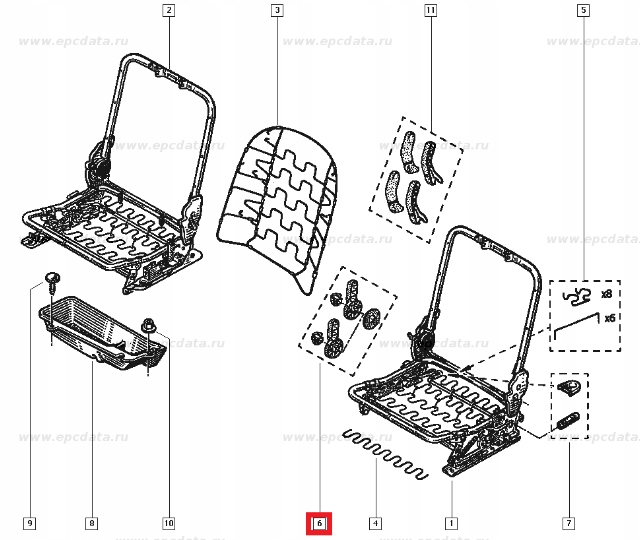 фото №6, Регулировка сиденье renault twingo i оригинальный номер 7701204522