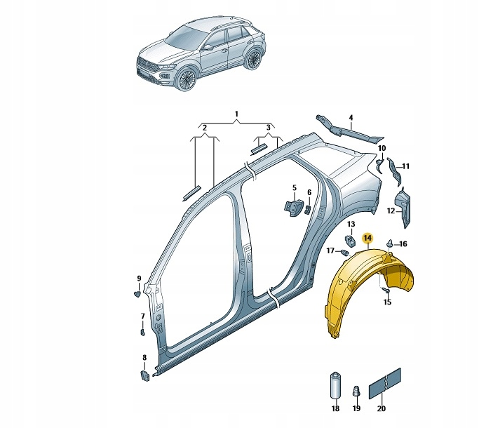 фото №2, Подкрылок левый-задний vw t-roc oe: 2ga810971b оригинал