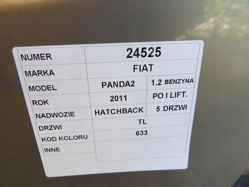 фото №7, Fiat panda ii дверь задние левая lak. 633 hb 5d