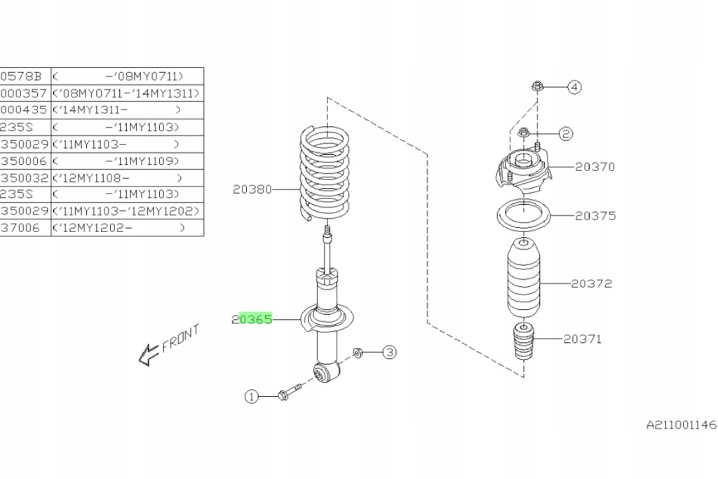 фото №1, Амортизатор subaru wrx sti оригинальный номер 20365fg510