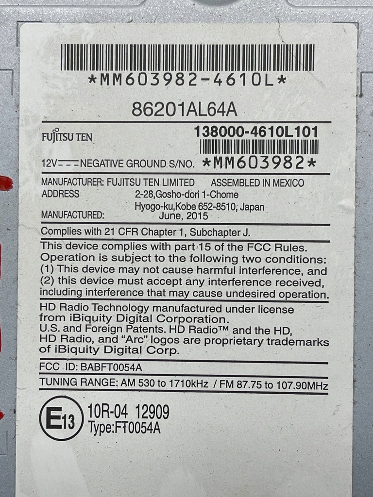 фото №8, Subaru legacy 2016 панель / радіопрогравач cd/dvd/gps