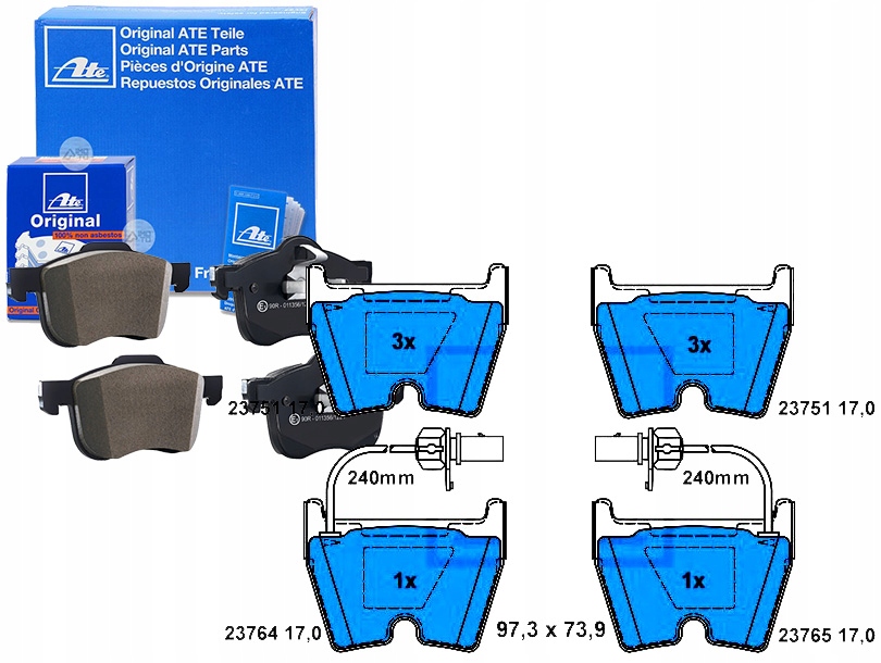 фото №1, Ate 13.0460-4800.2 набір гальмівних колодок гальмівних, гальма дискові