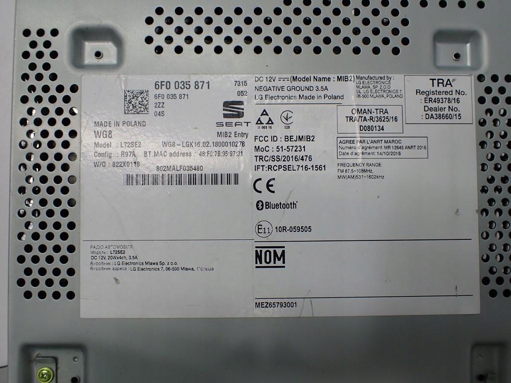 фото №10, Радио заводской оригинал 6f0035871 seat ibiza v 6f 18r