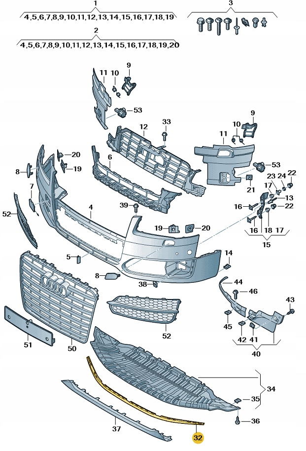 фото №1, Спойлер накладка бампера передний audi a8 d4 aso оригинал новый