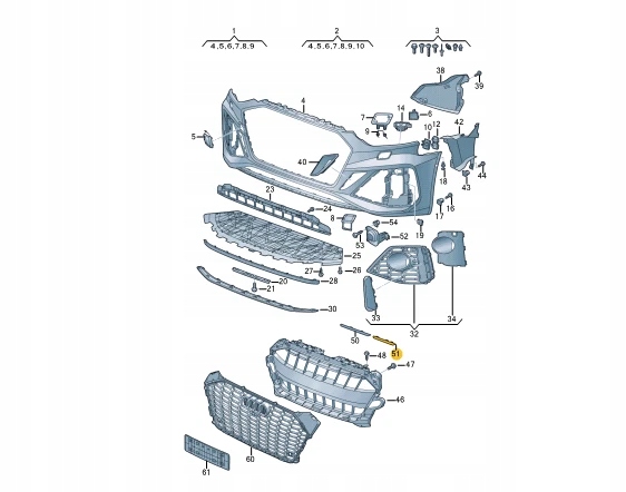 фото №8, Audi rs5 8w6 молдинг декоративная верхней передней решетка 8w6807801