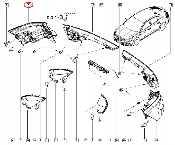 фото №7, Nowa лампа задня права renault megane vi оригінал !!