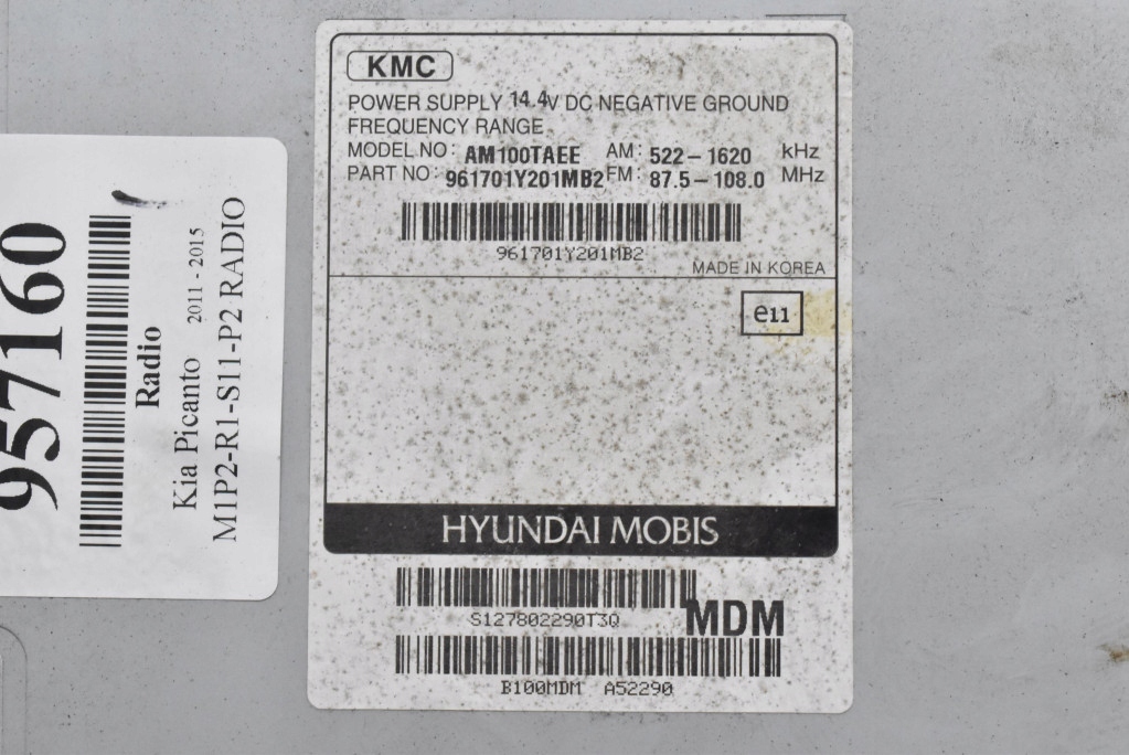 фото №6, Радіо радіопрогравач 61240652 cd rds aux mp3 kia picanto 2 ii 11-15