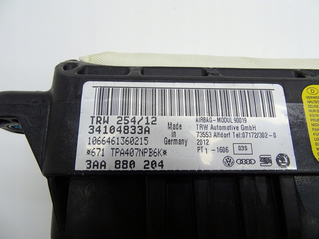 фото №6, Подушка пассажира воздушная подушка безопасности vw passat cc b7 3aa880204