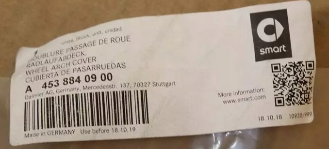 фото №4, Smart 453 forfour молдинг na крила ліва