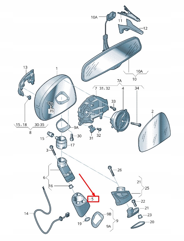 фото №1, Audi tt 8j передняя часть правый door mirror кронштейн cover rhd 8j2857110gru original