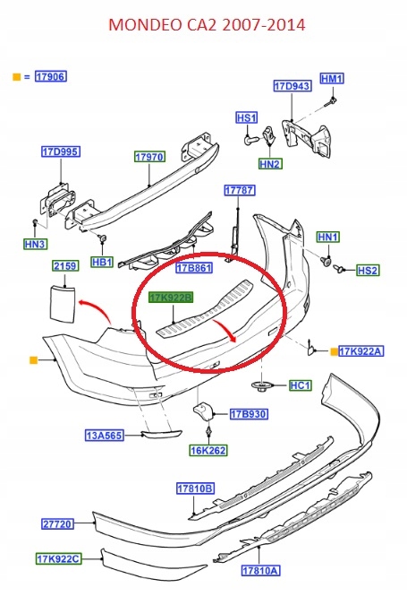 фото №7, Молдинг захисна бампера задня mondeo 2010-14 org оригінальний номер