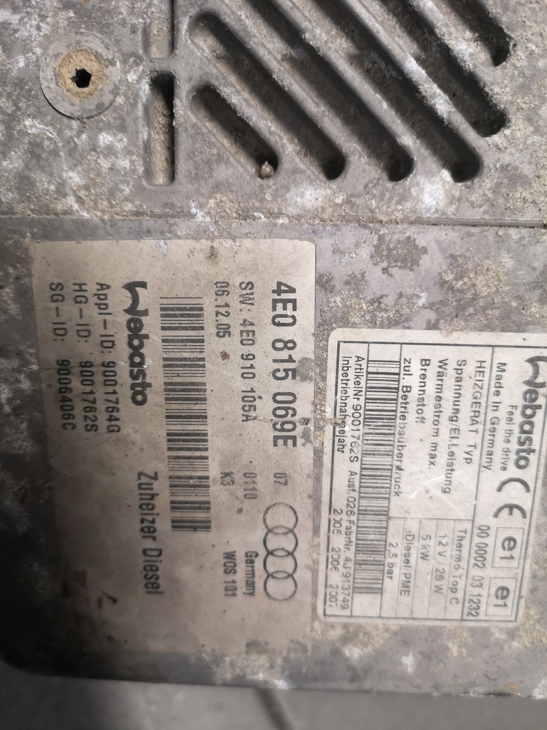 фото №8, Обігрівач стояночний webasto audi a8 d3 4e0815069e