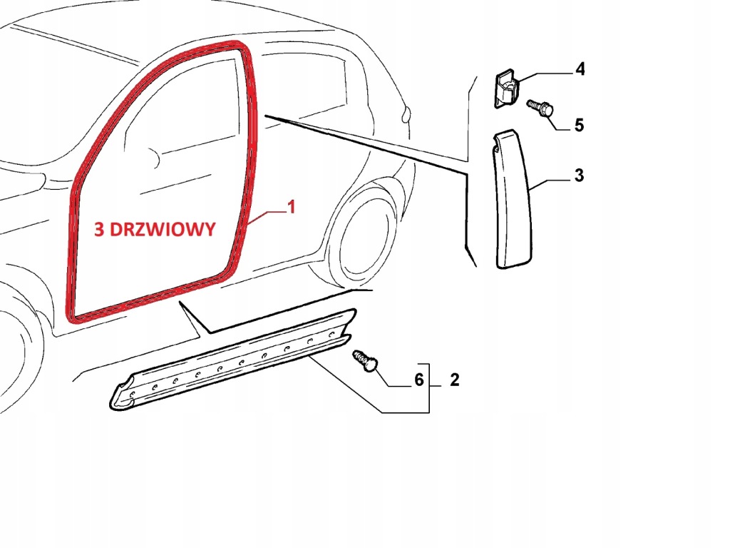 фото №4, Alfa romeo 147 3-d прокладка obrysu двері ліва