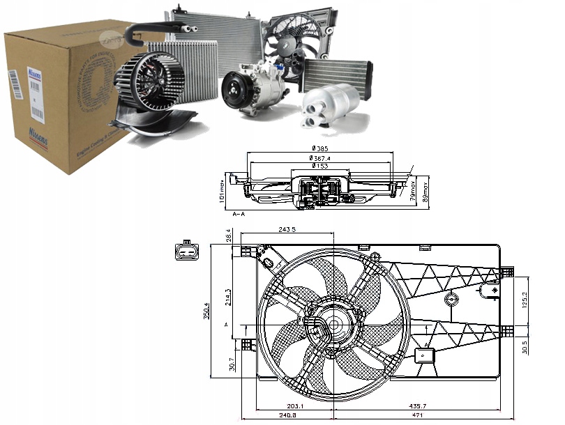 Купить Вентилятор радиатора с корпус citroen nemo fiat