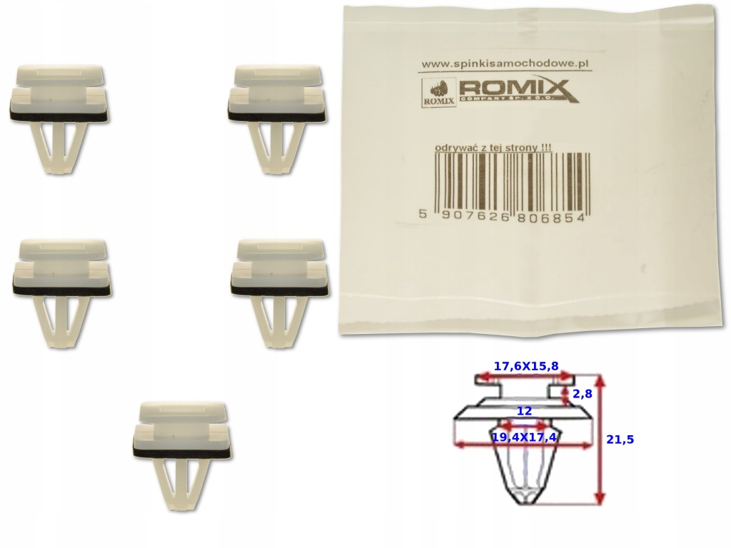 фото №1, Honda civic vii 01-05 клипса клипса штифт накладки