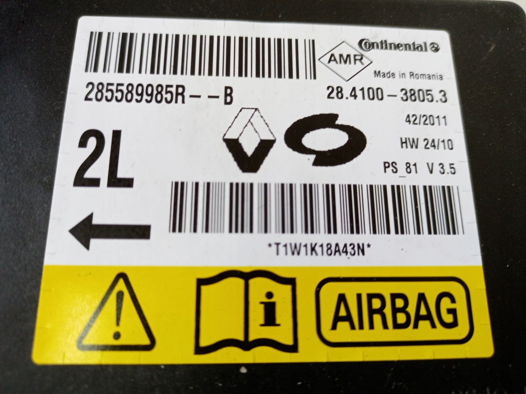 фото №3, Датчик подушка безопасности renault fluence ze 285589985r