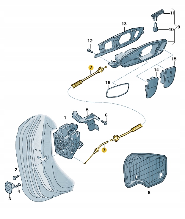 фото №1, Тяга трос внутренней ручка audi a1 aso оригинал