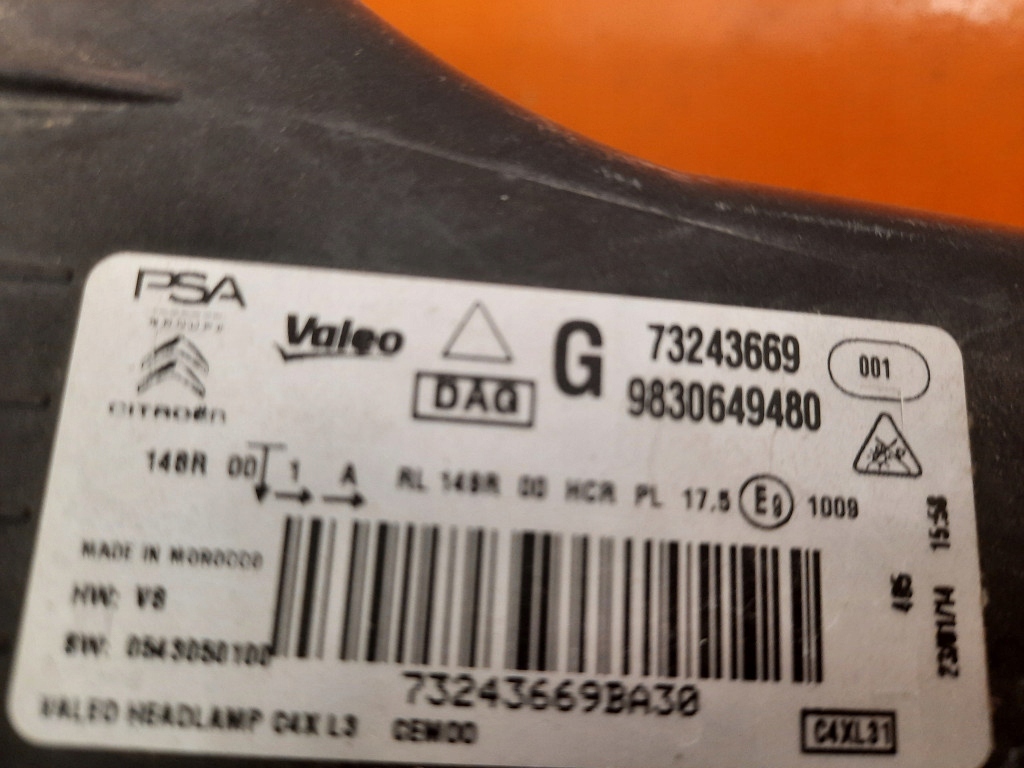 фото №13, Citroen c4 iii 20- фара левый перед лампа левая передняя 73243669